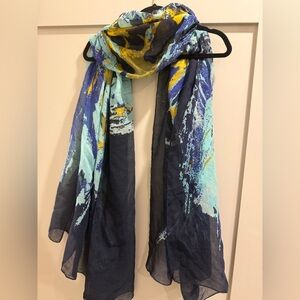 Abstract Blue and Yellow Scarf